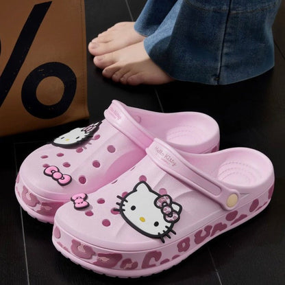 Hello KT Leopard Print Clogs Slip on Water Casual Sandal Shoes