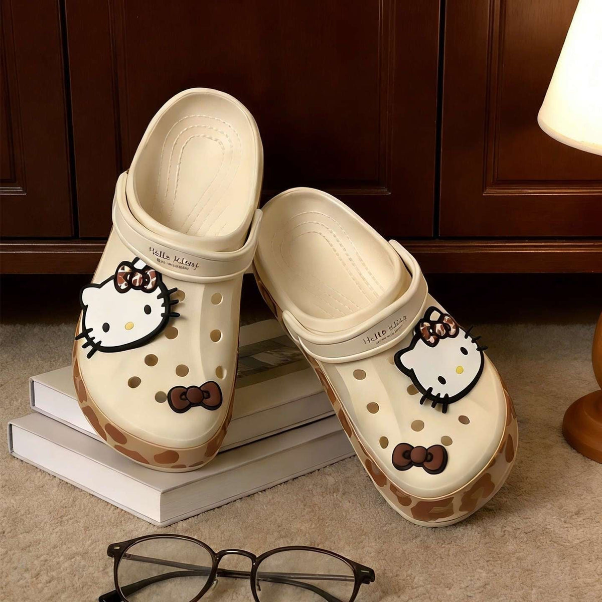 Hello KT Leopard Print Clogs Slip on Water Casual Sandal Shoes
