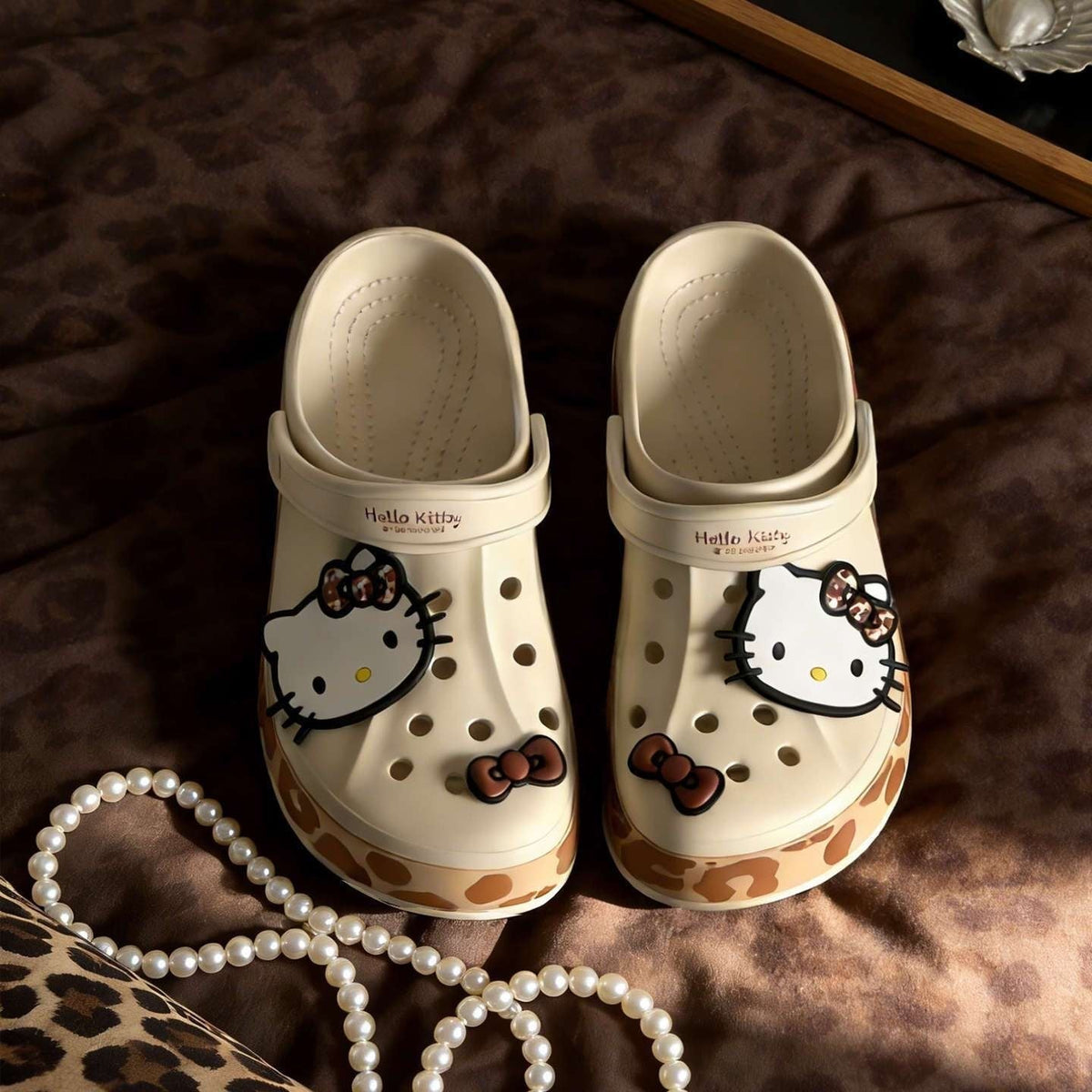 Hello KT Leopard Print Clogs Slip on Water Casual Sandal Shoes
