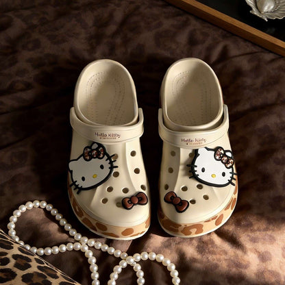 Hello KT Leopard Print Clogs Slip on Water Casual Sandal Shoes