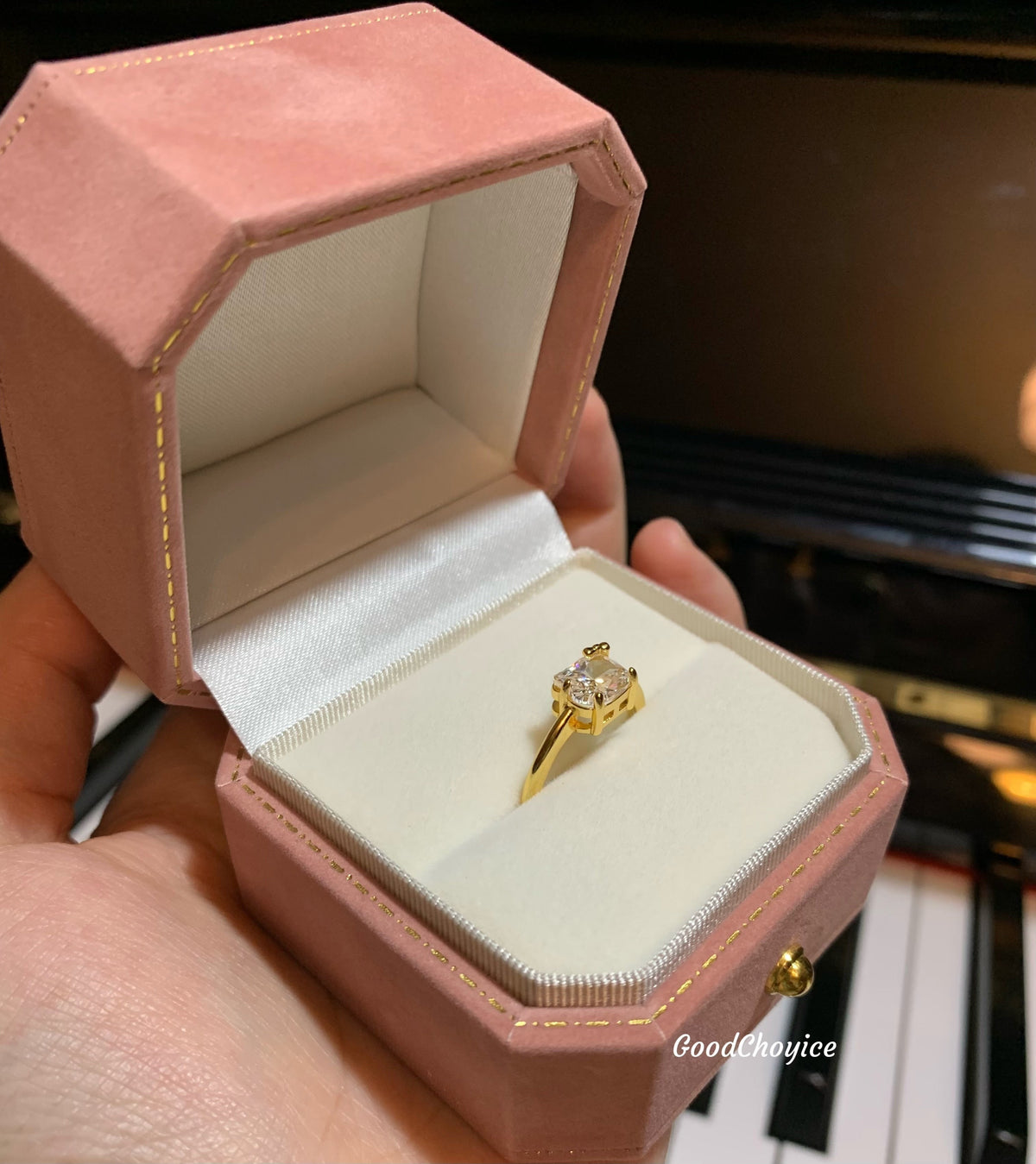 Hello KT 925 Sterling Silver White Gold Plated Cubic Zirconia Promise Ring