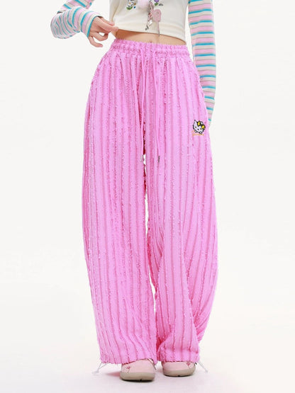 Hello KT Sweet Rebel Distressed Stripe Pants