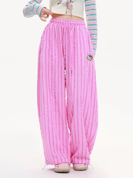 Hello KT Sweet Rebel Distressed Stripe Pants