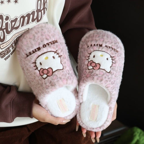 Hello KT Leopard Fluffy Slipper