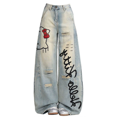 Hello KT Graffiti Wide Leg Jeans