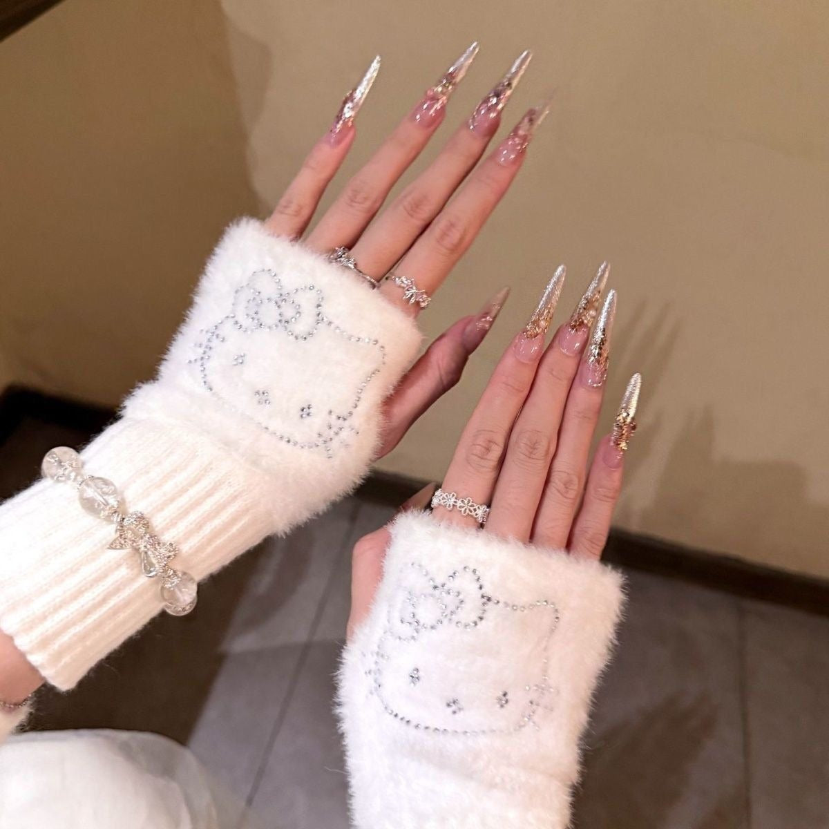 Shine Kitty Fingerless Gloves