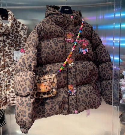Hello KT Leopard Print Signature Plush Coat&Fluffy Bag