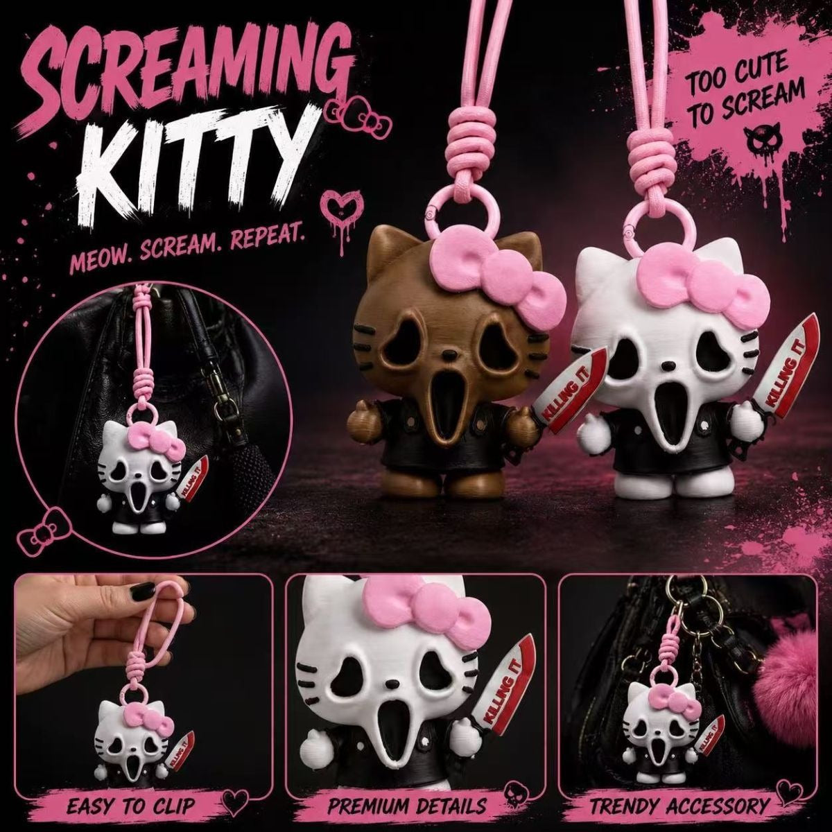 Hello KT Chucky Halloween Costume Keychain Charms