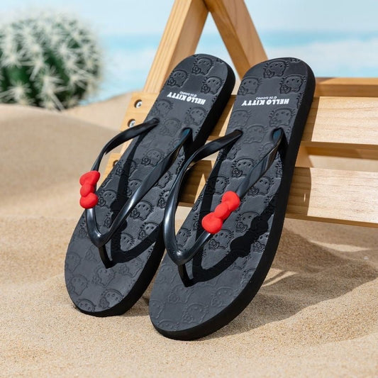 Hello KT 3D Red Bow Summer Beach Flip Flops