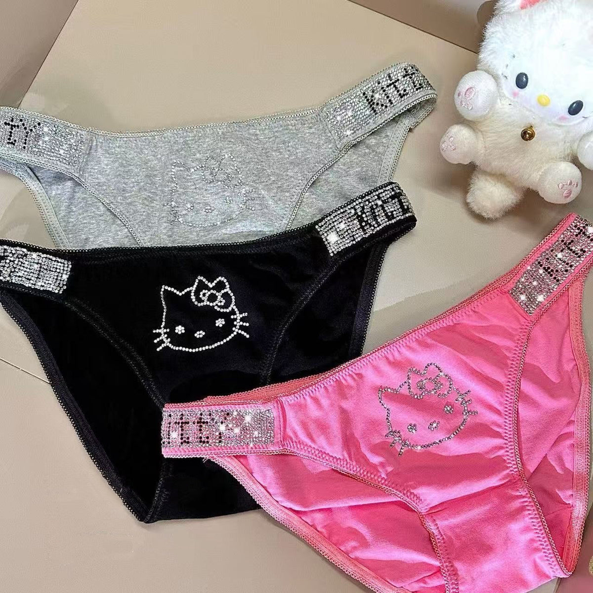 Hello KT Dazzle Briefs Kawaii Crystal Underwear