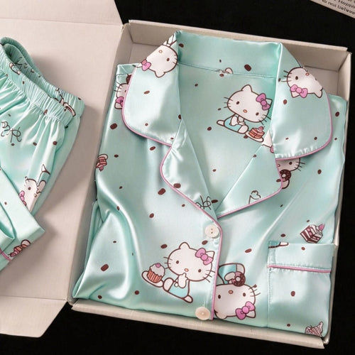 Mint Hello KT Satin Summer Pajama Set