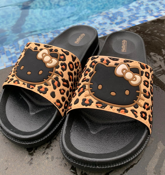 Hello KT Leopard Print Slippers
