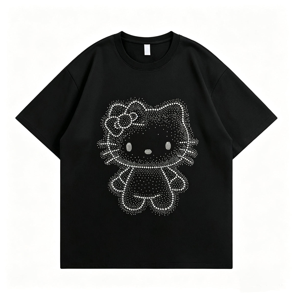 Sparkle Rhinestone Hello KT Oversized Cotton Tee