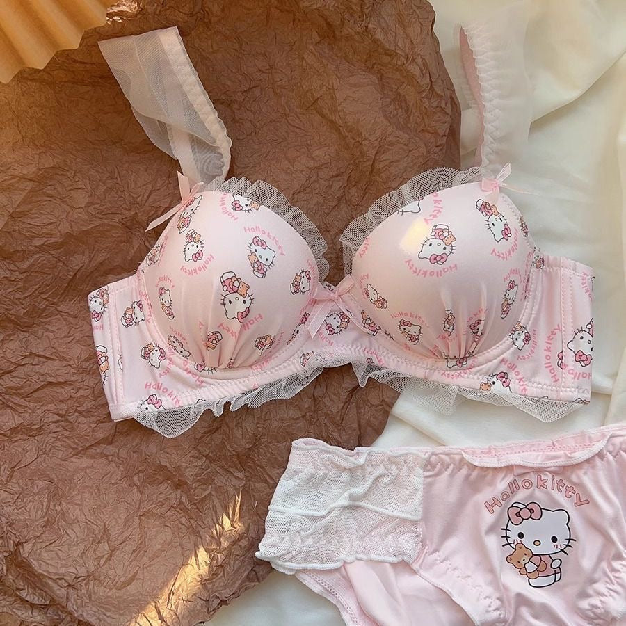 Hello KT Pink Lace Trim Lingerie Set