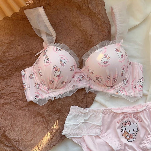 Hello KT Pink Lace Trim Lingerie Set