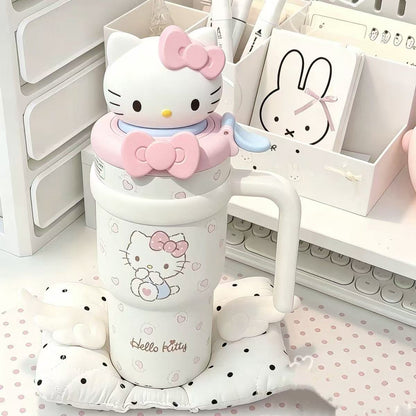 🎀Hello KT Kawaii Insulated Tumbler With 3D Topper, 700ml Travel Coffee Mug
