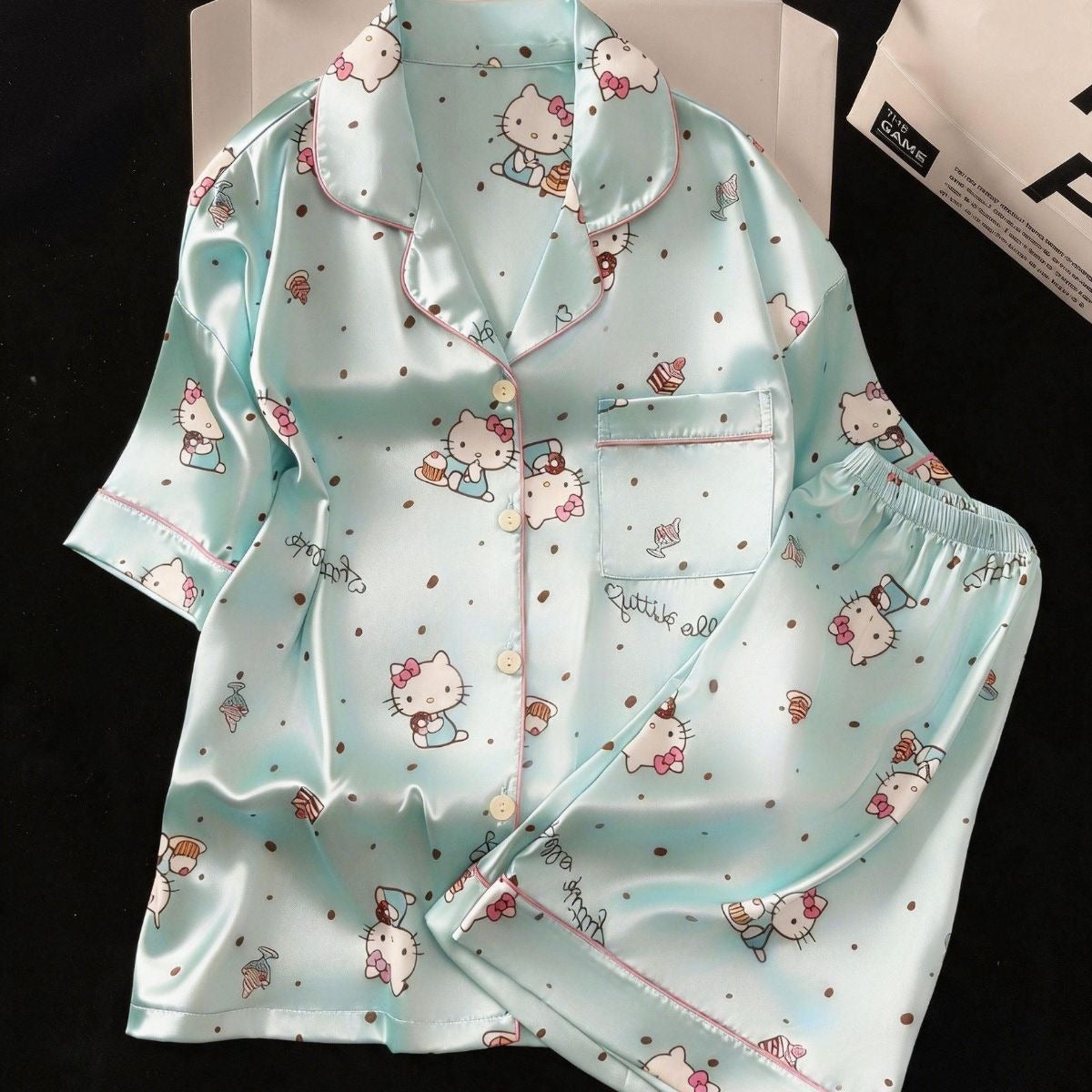 Mint Hello KT Satin Summer Pajama Set