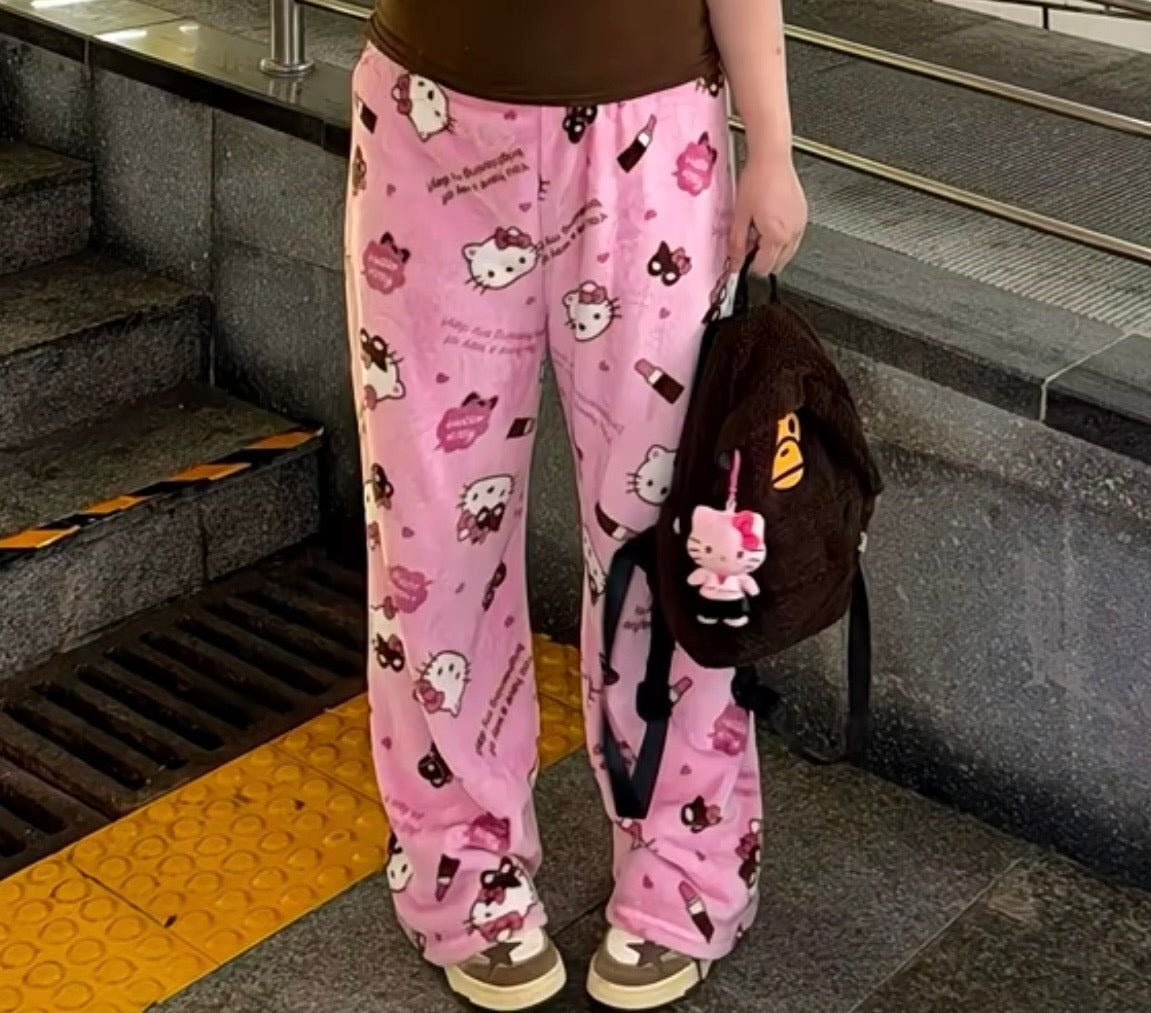 Hello KT Pink Bear Fluffy Pants