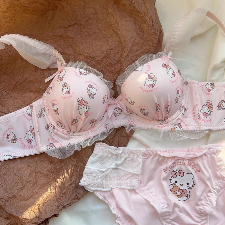 Hello KT Pink Lace Trim Lingerie Set