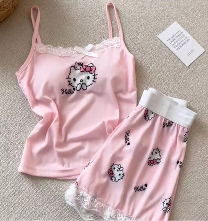 Hello KT Pink Lace Bralette & Shorts Set