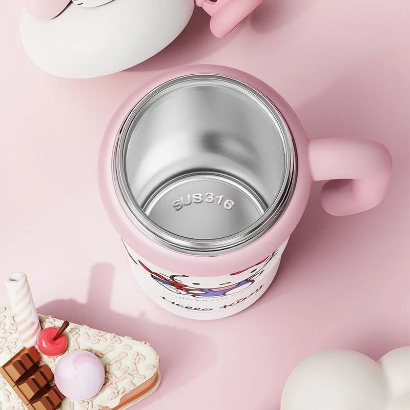 Sanrio Tumbler with Handle Stainless Steel Insulated Cup with Lid & Straw Water Bottle