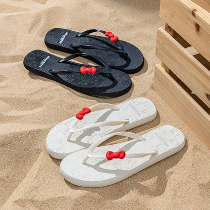 Hello KT 3D Red Bow Summer Beach Flip Flops