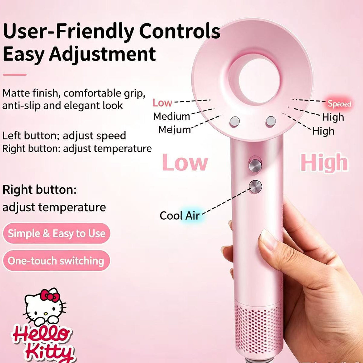 Hello KT Dreamy Pink Hair Dryer
