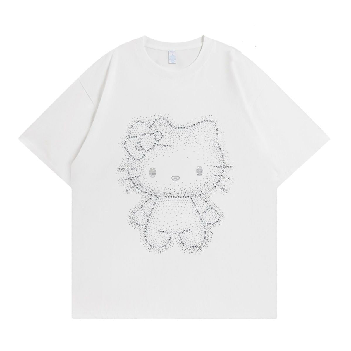Sparkle Rhinestone Hello KT Oversized Cotton Tee