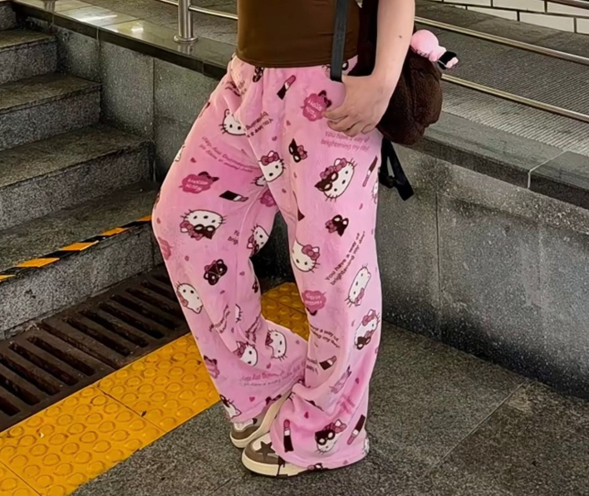 Hello KT Pink Bear Fluffy Pants