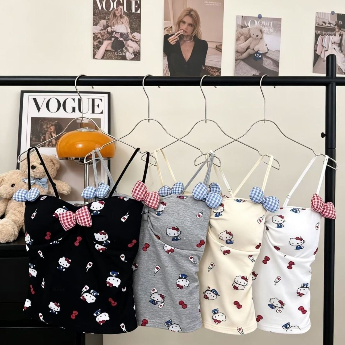 Hello KT Bow Cami Tank Top with Built-in Bra