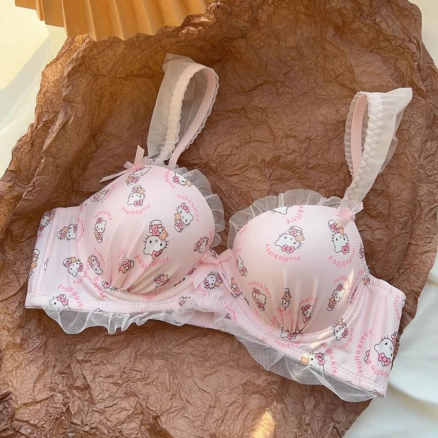 Hello KT Pink Lace Trim Lingerie Set