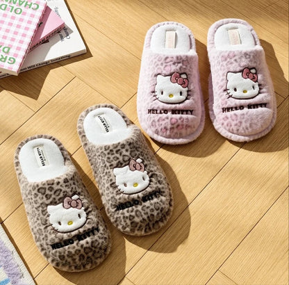 Hello KT Leopard Fluffy Slipper