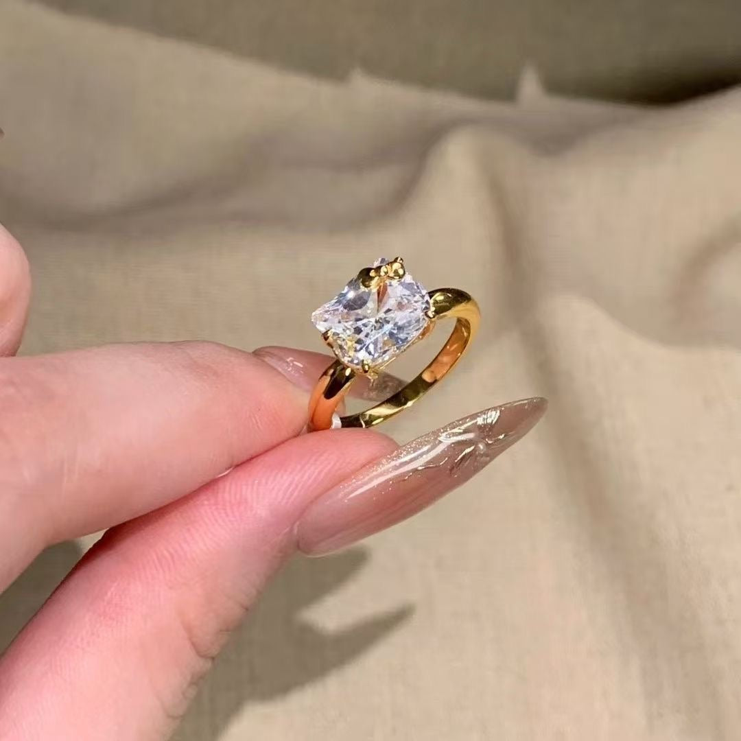 Hello KT 925 Sterling Silver White Gold Plated Cubic Zirconia Promise Ring