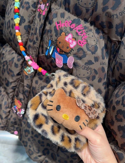 Hello KT Leopard Print Signature Plush Coat&Fluffy Bag