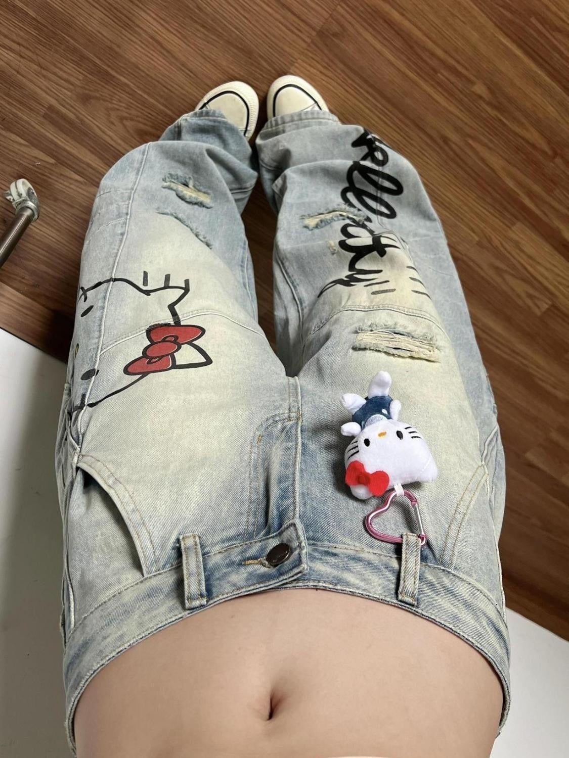 Hello KT Graffiti Wide Leg Jeans