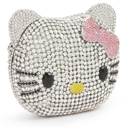 Hello KT Rhinestone Evening Bag, Handmade Full Crystal Crossbody Chain Purse