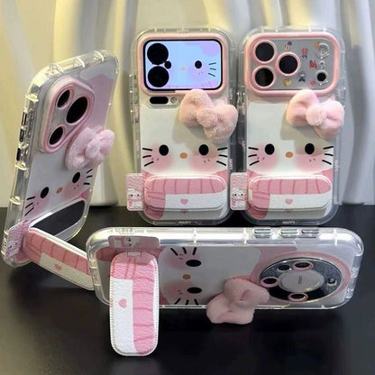 Hello KT Pink Bow Scarf Stand Phone Case