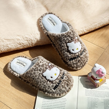 Hello KT Leopard Fluffy Slipper