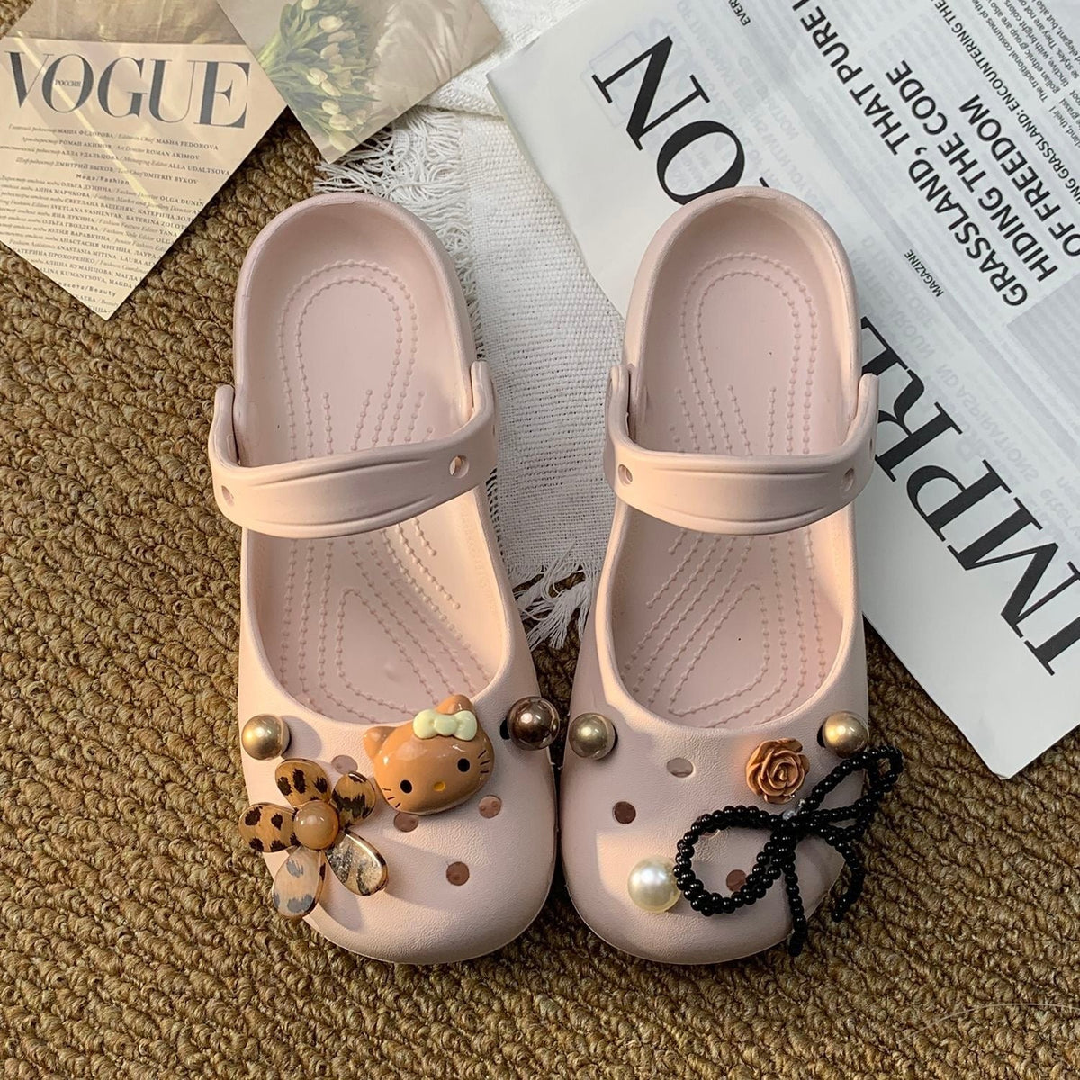 Hello KT Customizable Crocs-Style Clogs Summer Beach Shoes