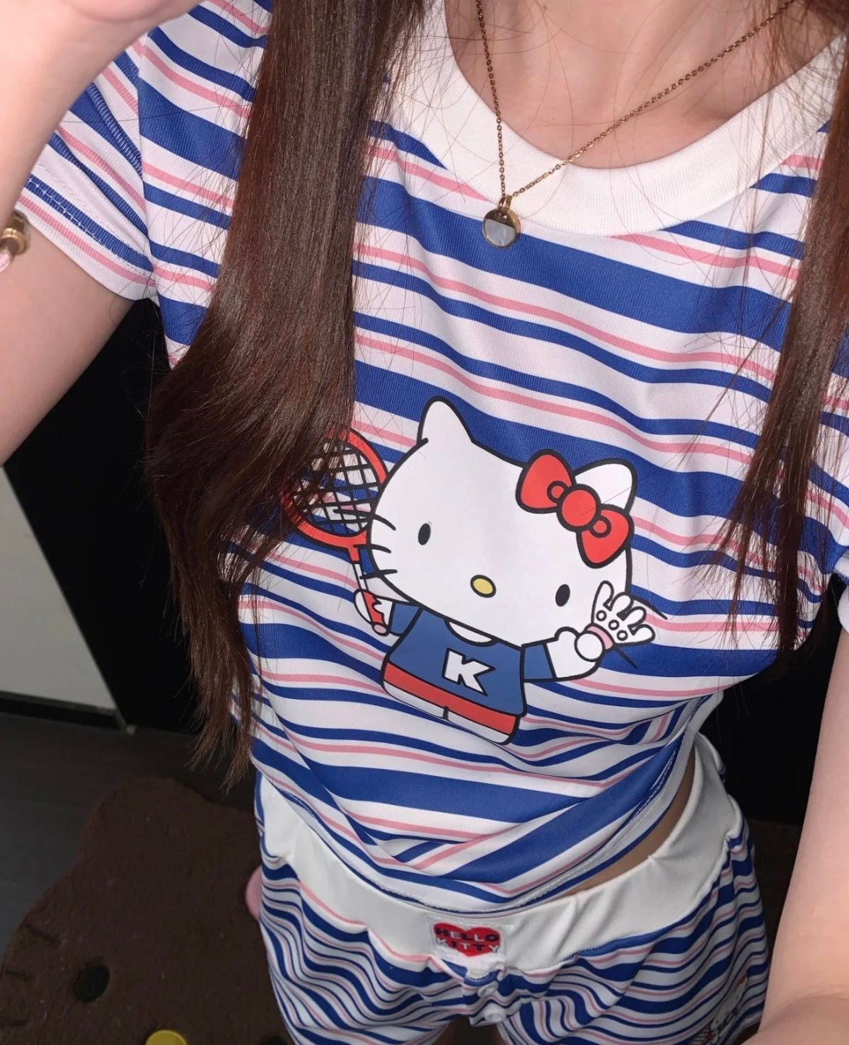 Hello KT Cute&Comfy Soft Girlie Striped Pajamas❤️💙🤍