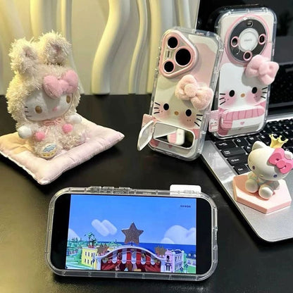 Hello KT Pink Bow Scarf Stand Phone Case