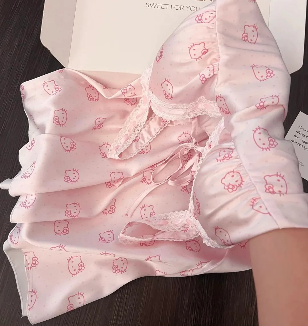 Hello KT Pink Lace Silken Whisper Camisole Dress