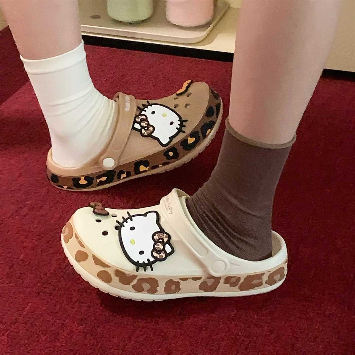 Hello KT Leopard Print Clogs Slip on Water Casual Sandal Shoes