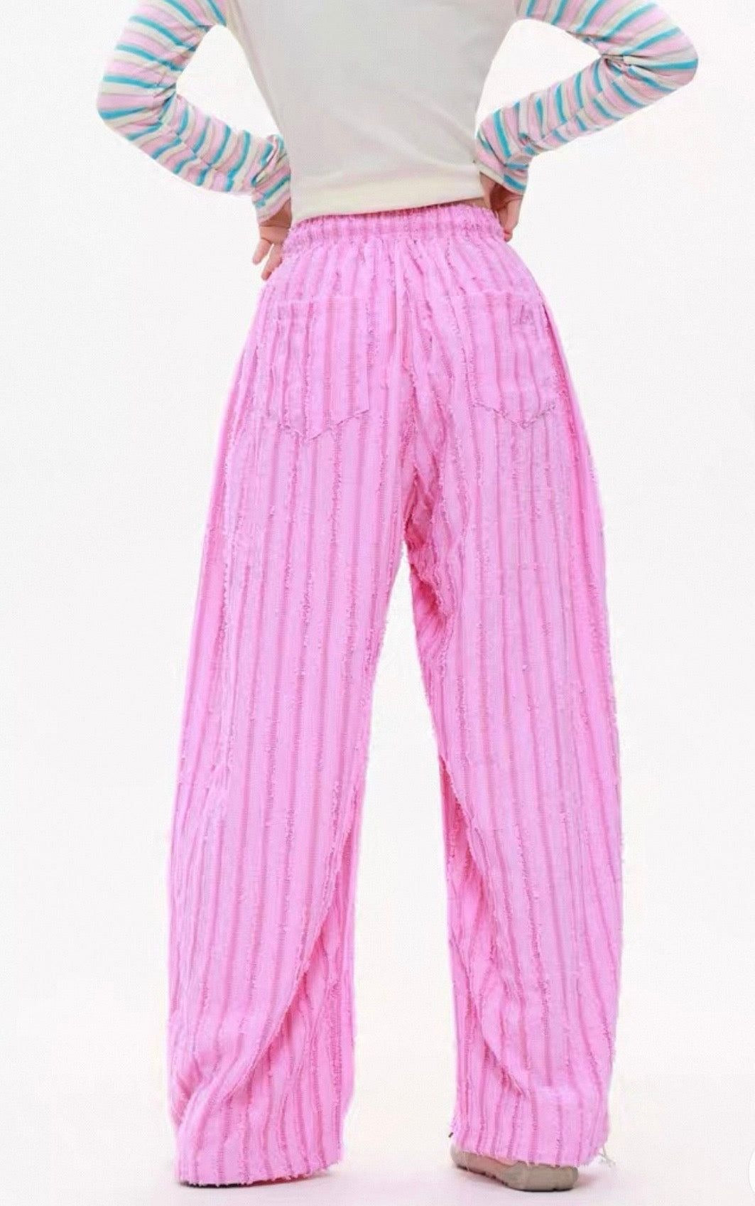 Hello KT Sweet Rebel Distressed Stripe Pants