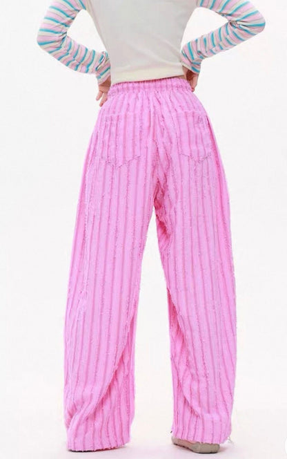 Hello KT Sweet Rebel Distressed Stripe Pants