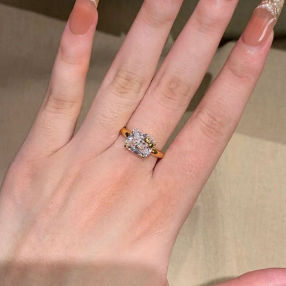 Hello KT 925 Sterling Silver White Gold Plated Cubic Zirconia Promise Ring