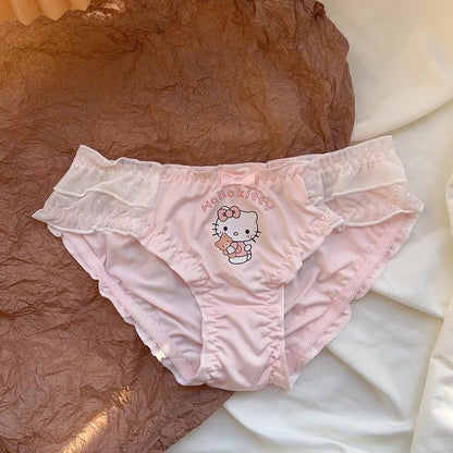 Hello KT Pink Lace Trim Lingerie Set