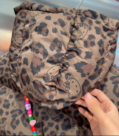 Hello KT Leopard Print Signature Plush Coat&Fluffy Bag
