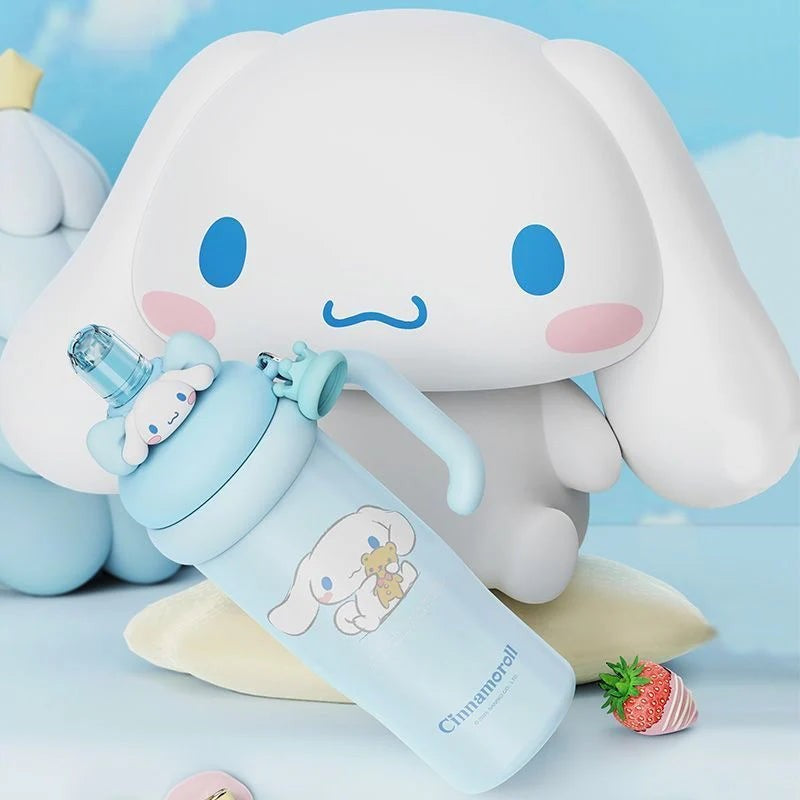 Sanrio Tumbler with Handle Stainless Steel Insulated Cup with Lid & Straw Water Bottle