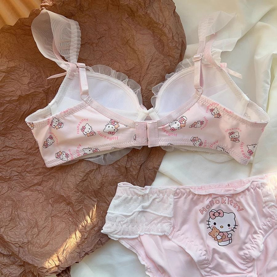 Hello KT Pink Lace Trim Lingerie Set